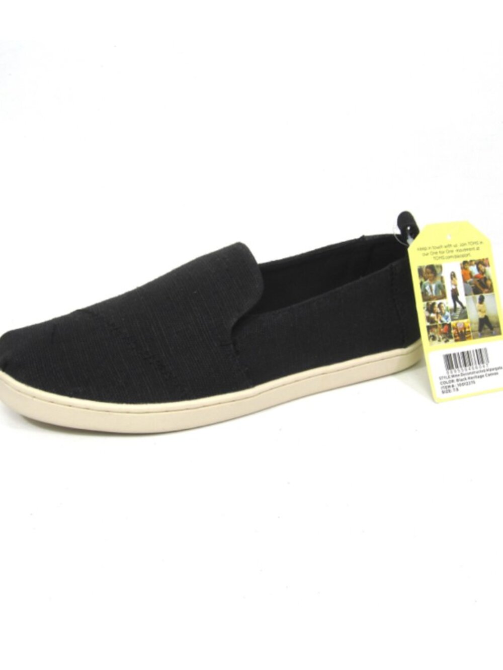 TOMS New Womens 7.5 Deconstructed Alpargata Black Heritage Canvas Loafers NWT